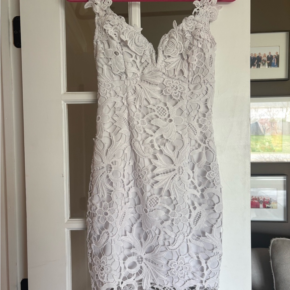 Lulu's White Floral Lace Mini Dress